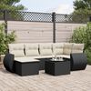 vidaXL Salon de jardin 7 pcs avec coussins noir r&eacute;sine tress&eacute;e