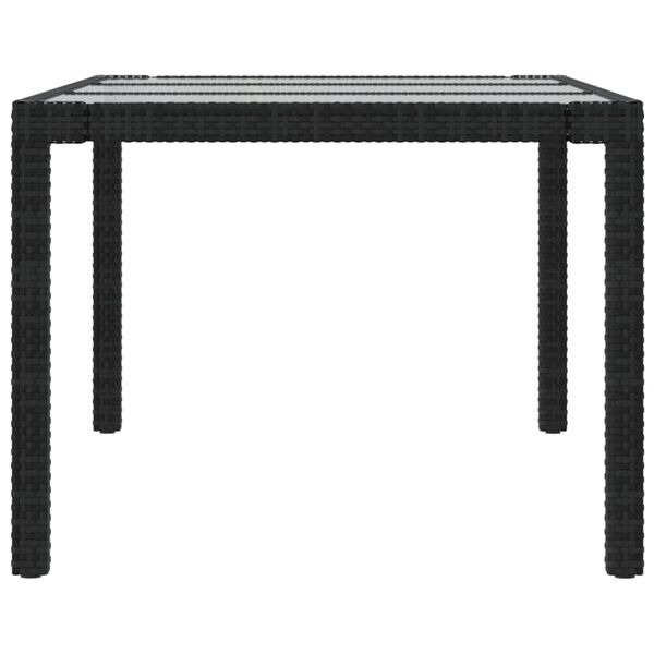 vidaXL Table de jardin Noir 190x90x75 cm Verre tremp&eacute;/r&eacute;sine tress&eacute;e