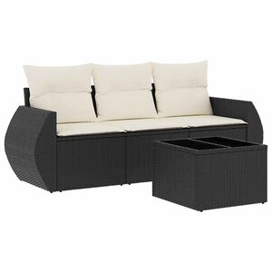 vidaXL Salon de jardin 4 pcs avec coussins noir r&eacute;sine tress&eacute;e