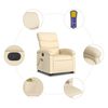 vidaXL Fauteuil inclinable de massage &eacute;lectrique cr&egrave;me tissu