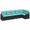 vidaXL Ensemble de canap&eacute; de jardin 6 pcs Noir et turquoise polyrotin