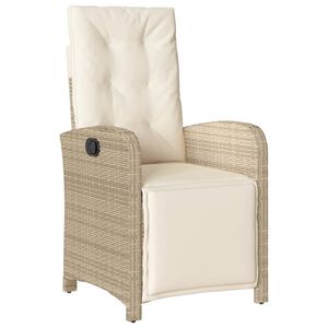 vidaXL Chaise inclinable de jardin et repose-pied beige r&eacute;sine tress&eacute;e