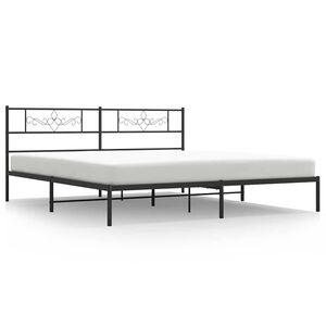 vidaXL Cadre de lit m&eacute;tal sans matelas avec t&ecirc;te de lit noir 183x213cm