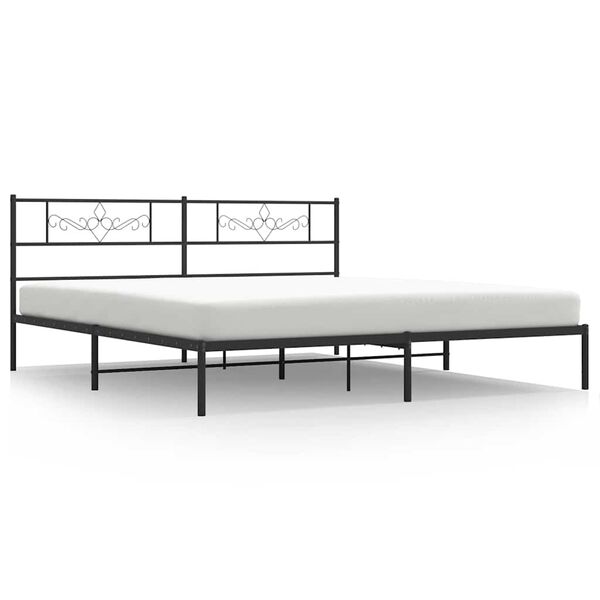 vidaXL Cadre de lit m&eacute;tal sans matelas avec t&ecirc;te de lit noir 183x213cm