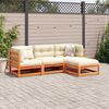 vidaXL Salon de jardin 4 pcs avec coussins cire marron bois pin massif