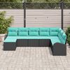 vidaXL Ensemble de Canapés 8 pcs Noir et turquoise polyrotin