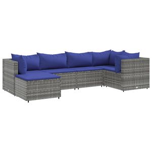 vidaXL Salon de jardin 6 pcs avec coussins Gris Résine tressée