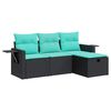 vidaXL Salon de jardin 4 pcs avec coussins noir r&eacute;sine tress&eacute;e