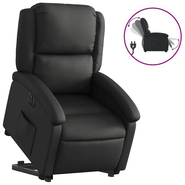 vidaXL Fauteuil inclinable électrique noir cuir véritable