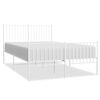 vidaXL Cadre de lit m&eacute;tal sans matelas et pied de lit blanc 135x190 cm