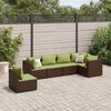 vidaXL Salon de jardin 6 pcs avec coussins Marron R&eacute;sine tress&eacute;e
