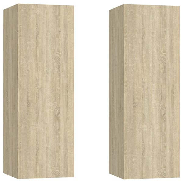 vidaXL Meubles TV 2 pcs Ch&ecirc;ne sonoma 30,5x30x90 cm Bois d&rsquo;ing&eacute;nierie