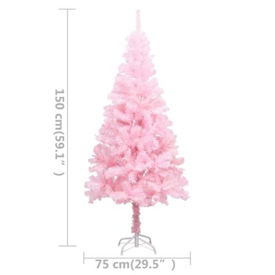 vidaXL Arbre de Noël artificiel pré-éclairé et boules rose 150 cm PVC