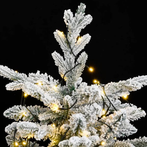 vidaXL Sapin de No&euml;l artificiel &agrave; charni&egrave;res 150 LED neige floqu&eacute;e