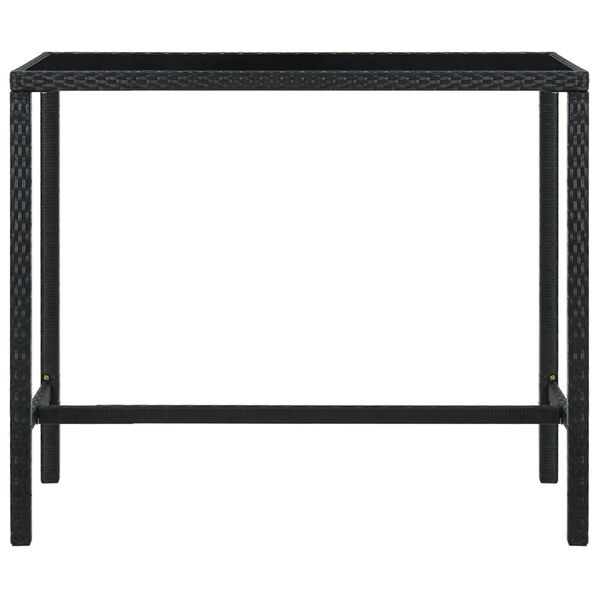 vidaXL Table bar de jardin Noir 130x60x110 cm R&eacute;sine tress&eacute;e et verre