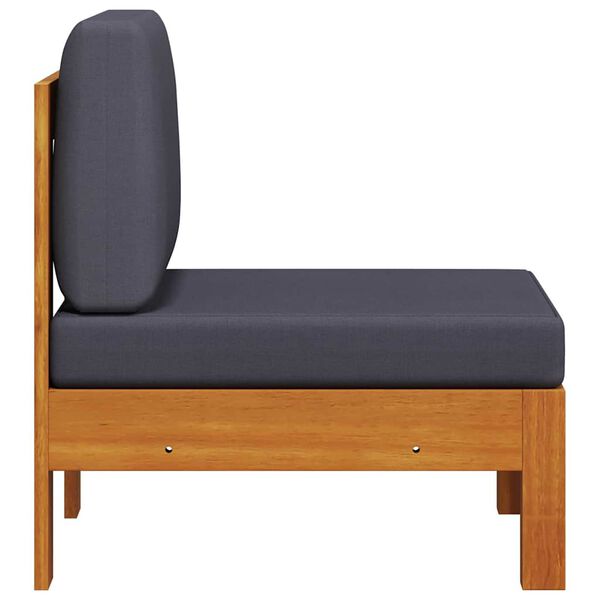 vidaXL Canap&eacute; central avec coussins gris fonc&eacute; Bois d'acacia solide