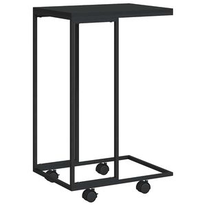 vidaXL Table d'appoint avec roues Noir 40x30x63,5 cm Bois d'ing&eacute;nierie