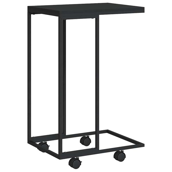 vidaXL Table d'appoint avec roues Noir 40x30x63,5 cm Bois d'ing&eacute;nierie