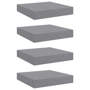 vidaXL &Eacute;tag&egrave;res murales flottantes 4 pcs gris 23x23,5x3,8 cm MDF