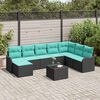 vidaXL Ensemble de canap&eacute; de jardin 9 pcs Noir Poly rotin