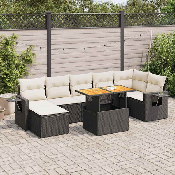 vidaXL Salon de jardin 8 pcs avec coussins noir r&eacute;sine tress&eacute;e