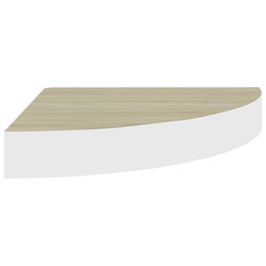 vidaXL Étagère d'angle murale Chêne et blanc 35x35x3,8 cm MDF