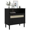 vidaXL Buffet SENJA aspect rotin noir 80x40x80 cm bois massif de pin