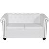 vidaXL Canap&eacute; Chesterfield &agrave; 2 places similicuir blanc