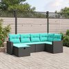 vidaXL Salon de jardin 7 pcs avec coussins noir r&eacute;sine tress&eacute;e