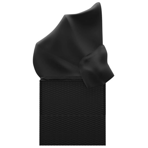 vidaXL Lit de salon d'ext&eacute;rieur toit et coussins Noir R&eacute;sine tress&eacute;e