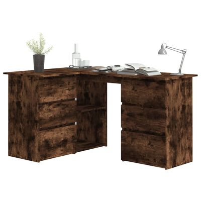 vidaXL Bureau d'angle Chêne fumé 145x100x76 cm Bois d'ingénierie