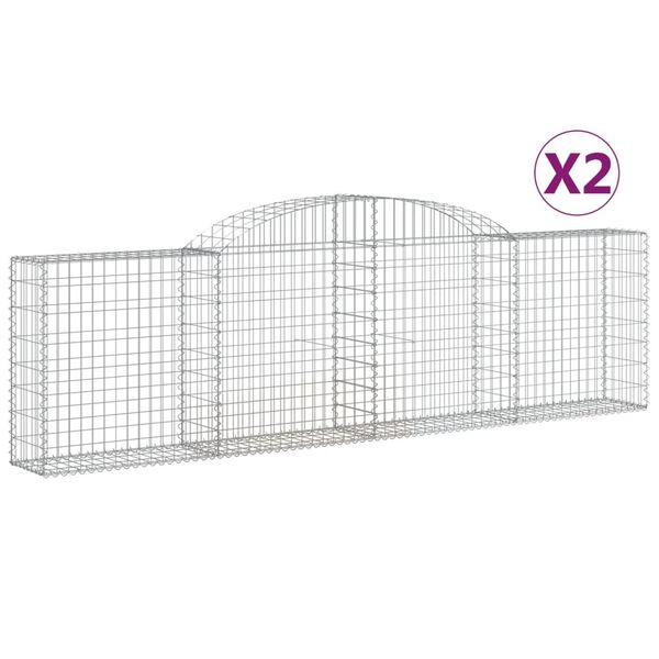 vidaXL Paniers &agrave; gabions arqu&eacute;s 2 pcs 300x30x80/100 cm fer galvanis&eacute;