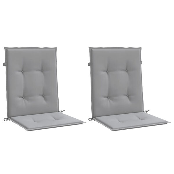 vidaXL Coussins de chaise de jardin &agrave; dossier bas lot de 2 gris