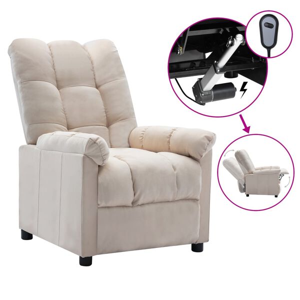 vidaXL Fauteuil inclinable électrique crème tissu