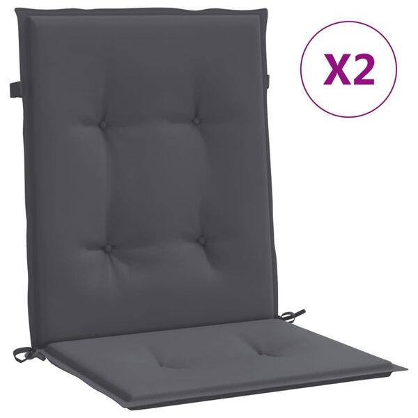 vidaXL Coussins de chaise de jardin &agrave; dossier bas lot de 2 anthracite