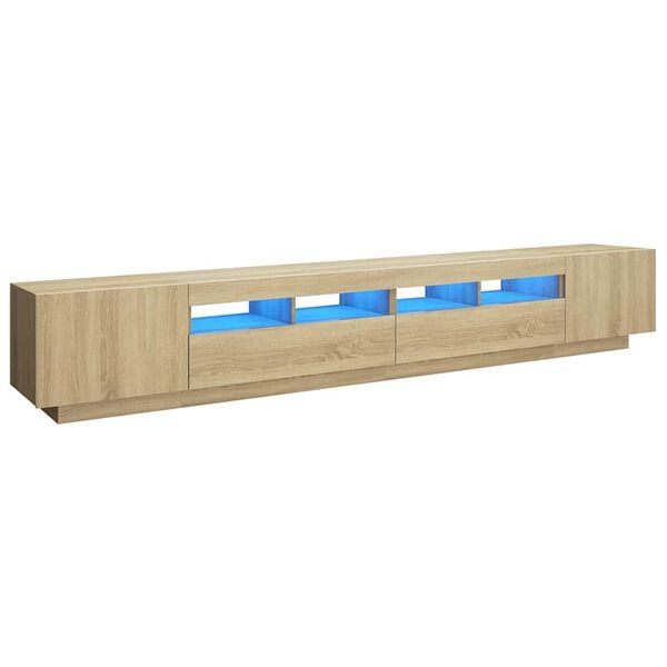 vidaXL Meuble TV avec lumi&egrave;res LED Ch&ecirc;ne sonoma 260x35x40 cm