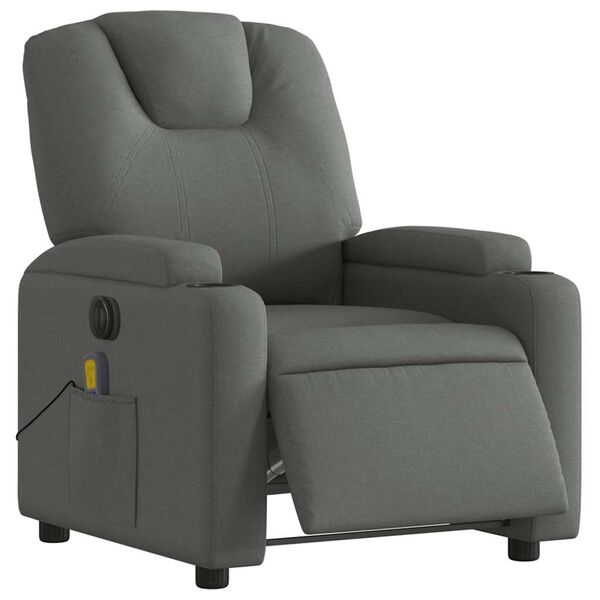 vidaXL Fauteuil inclinable de massage &eacute;lectrique gris fonc&eacute; tissu