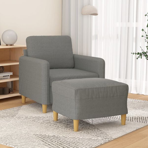 vidaXL Fauteuil avec repose-pied Gris fonc&eacute; 60 cm Tissu