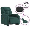 vidaXL Fauteuil inclinable de massage électrique vert foncé tissu