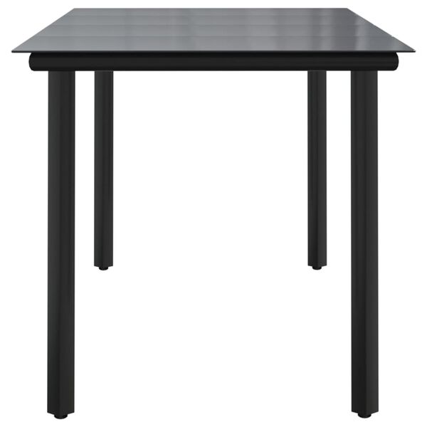 vidaXL Table &agrave; d&icirc;ner de jardin Noir 160x80x74 cm Acier et verre tremp&eacute;