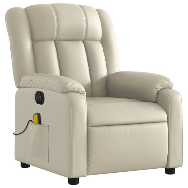 vidaXL Fauteuil inclinable de massage &eacute;lectrique cr&egrave;me similicuir