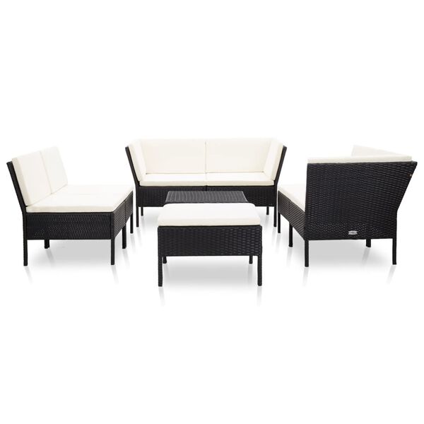 vidaXL Salon de jardin 8 pcs avec coussins r&eacute;sine tress&eacute;e noir