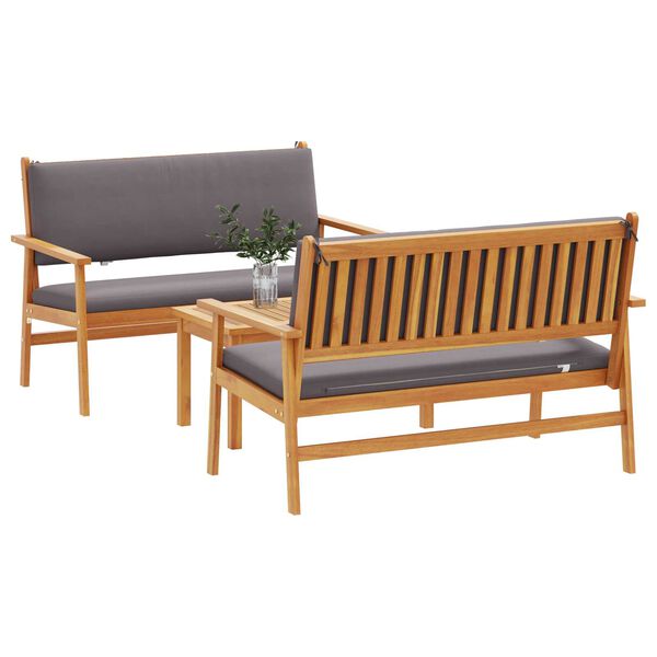 vidaXL Ensemble de canapé de jardin 3 pcs Marron Bois d'acacia massif