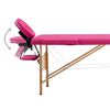 vidaXL Table de massage pliable 2 zones Bois Rose