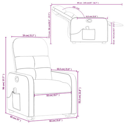 vidaXL Fauteuil inclinable de massage crème tissu