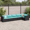 vidaXL Salon de jardin 6 pcs avec coussins Noir R&eacute;sine tress&eacute;e