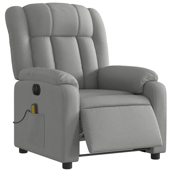 vidaXL Fauteuil inclinable de massage &eacute;lectrique gris clair tissu
