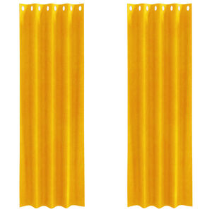 vidaXL Rideaux occultants 2 pcs Jaune moutarde 140 x 225 cm Velours