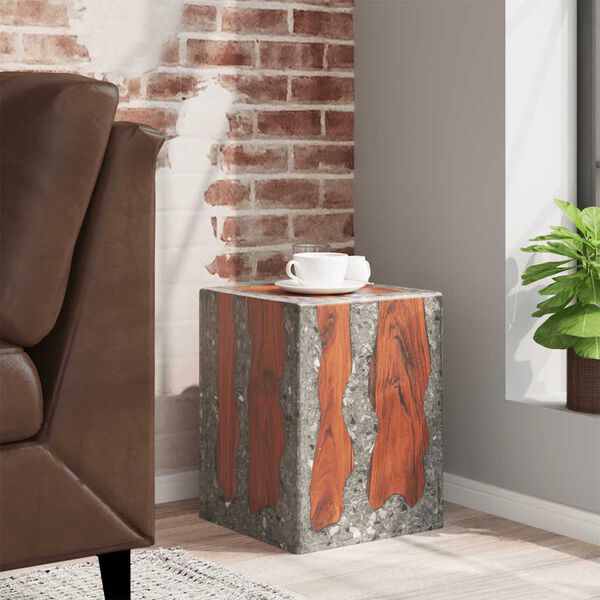 vidaXL Tabouret Bois de teck massif et r&eacute;sine