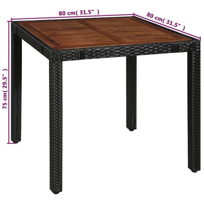 vidaXL Mobilier d'extérieur 5 pcs Résine tressée et bois d'acacia Noir